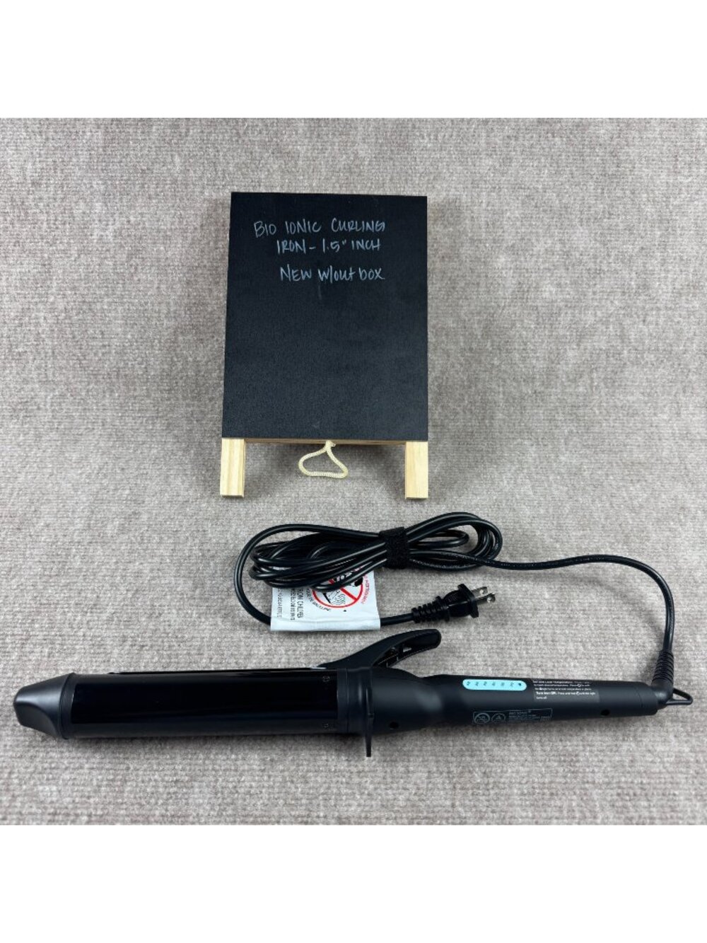 BIO IONIC Long Barrel Curling Iron Styler 1.5-Inch Black Nanoionic Beachy Waves